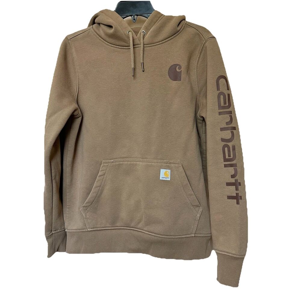 Carhartt Hoodie Men’s Small Pullover Brown Tan Outdoor Country Workwear Chore
